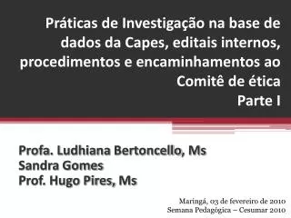 profa ludhiana bertoncello ms sandra gomes prof hugo pires ms