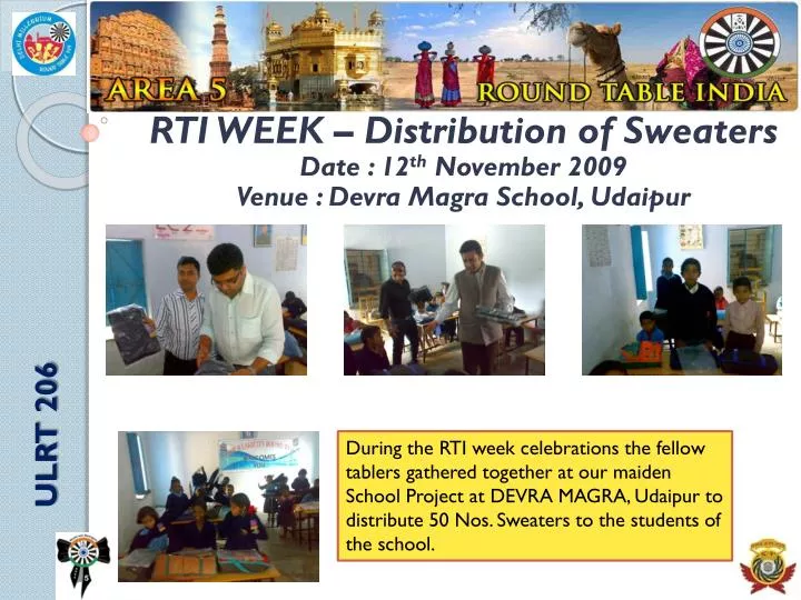 rti week distribution of sweaters date 12 th november 2009 venue devra magra school udaipur