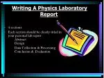 Writing A Physics Laboratory Report