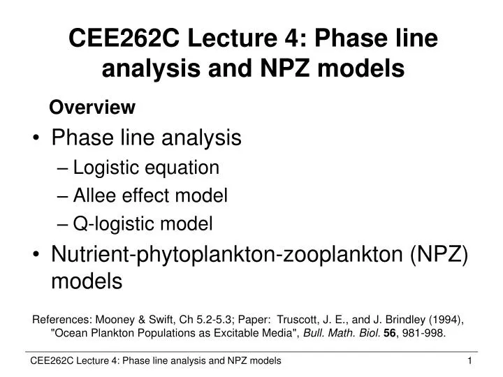 cee262c lecture 4 phase line analysis and npz models