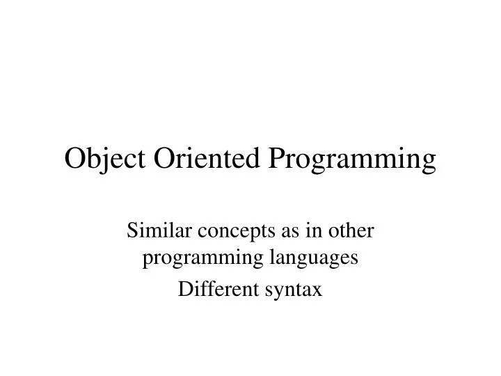 object oriented programming