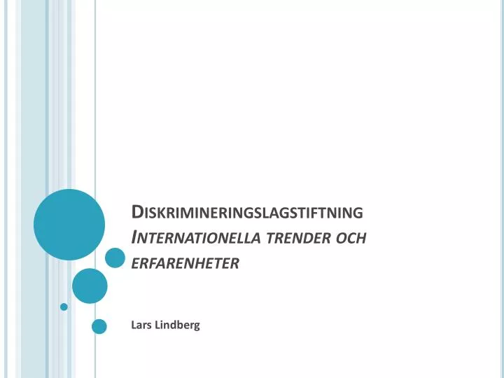 diskrimineringslagstiftning internationella trender och erfarenheter