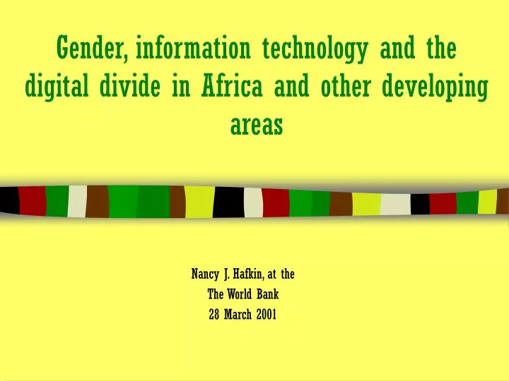 gender information technology and the digital divide in africa and other developing areas