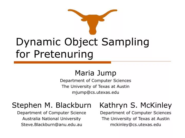 dynamic object sampling for pretenuring