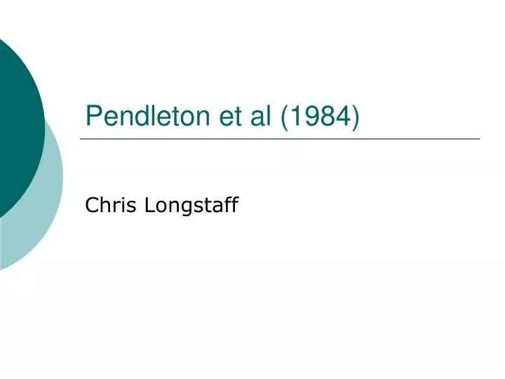 pendleton et al 1984