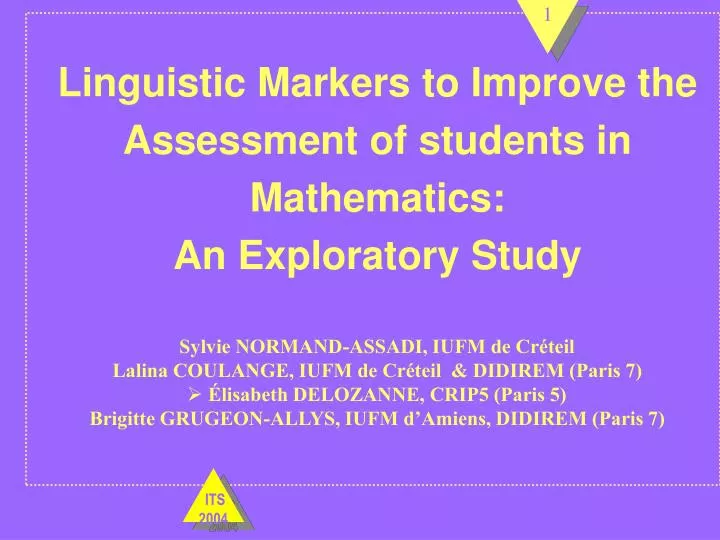 linguistic markers to improve the assessment of students in mathematics an exploratory study