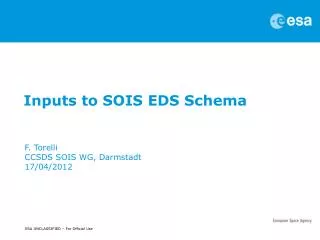 Inputs to SOIS EDS Schema