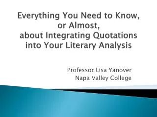 Professor Lisa Yanover Napa Valley College