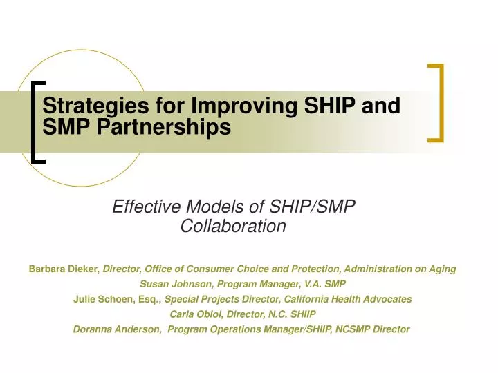 strategies for improving ship and smp partnerships