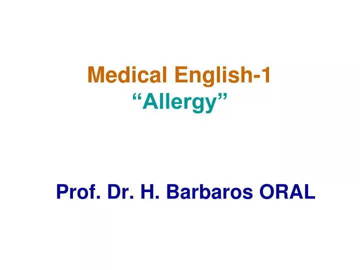 medical english 1 allergy