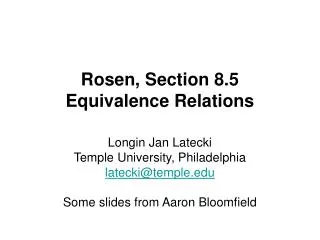 Rosen, Section 8.5 Equivalence Relations