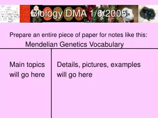 Biology DMA 1/5/05