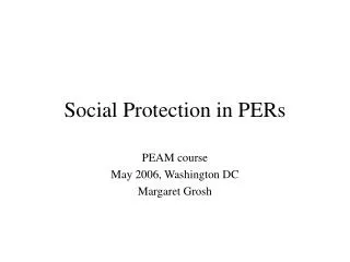 Social Protection in PERs