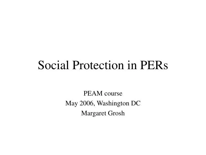 social protection in pers