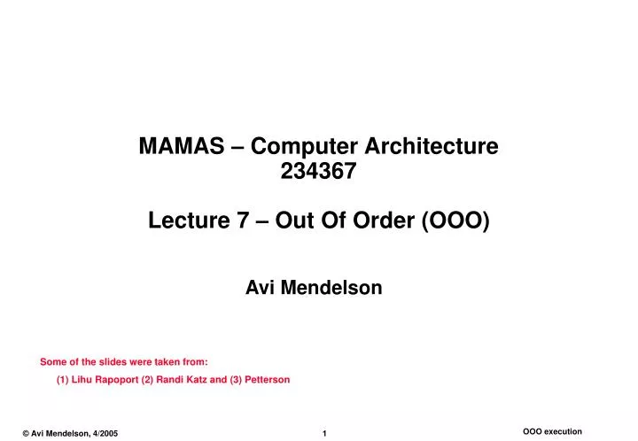 mamas computer architecture 234367 lecture 7 out of order ooo