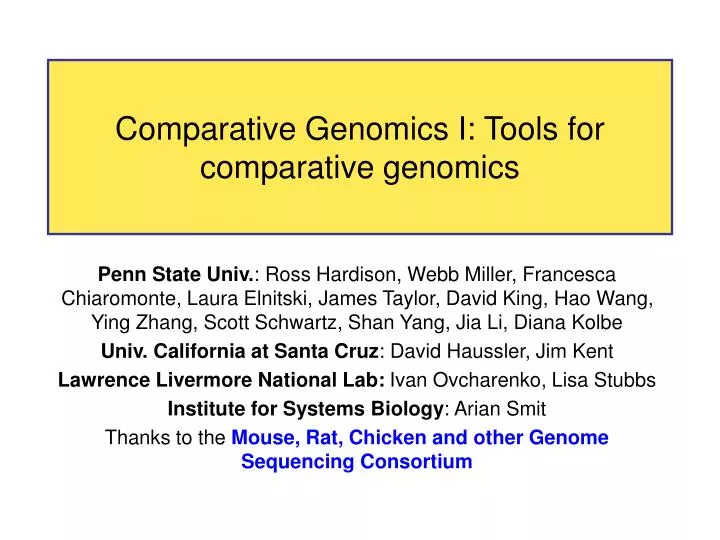 comparative genomics i tools for comparative genomics