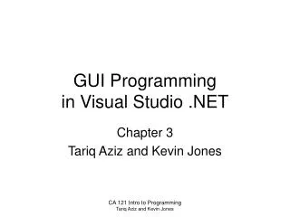 GUI Programming in Visual Studio .NET