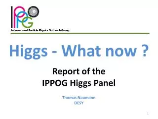 Higgs - What now ? Report of the IPPOG Higgs Panel Thomas Naumann DESY