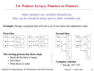 5.6 Pointer Arrays; Pointers to Pointers