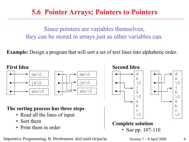 5 6 pointer arrays pointers to pointers