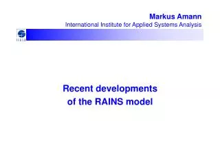 Markus Amann International Institute for Applied Systems Analysis