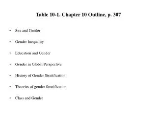 Table 10-1. Chapter 10 Outline, p. 307