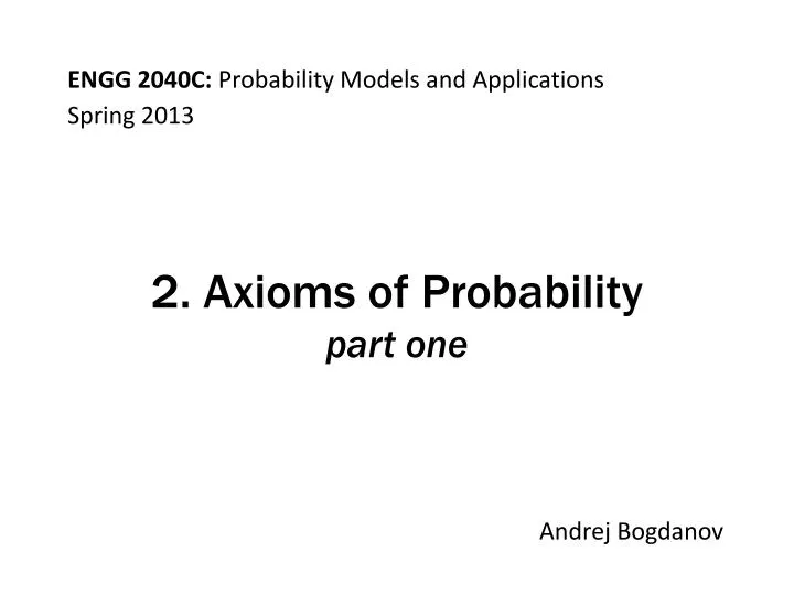 2 axioms of probability part one