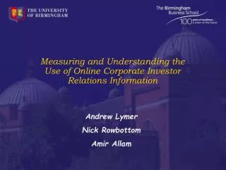 Measuring and Understanding the Use of Online Corporate Investor Relations Information