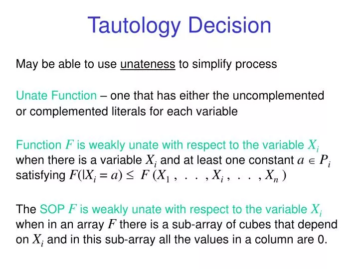 tautology decision