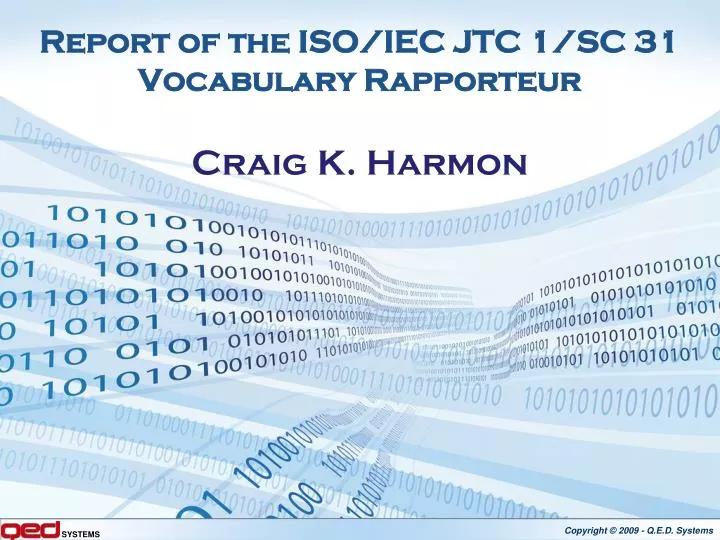 report of the iso iec jtc 1 sc 31 vocabulary rapporteur