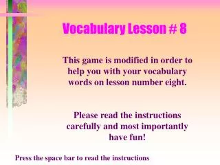 Vocabulary Lesson # 8