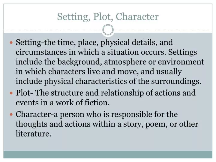 PLOT AND CHARACTERS