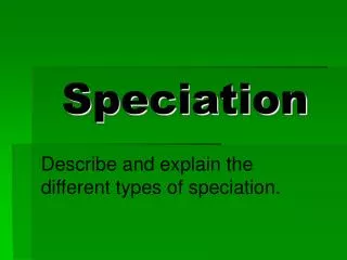 Speciation