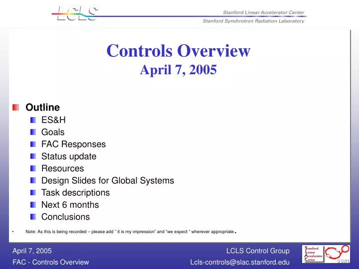 controls overview april 7 2005