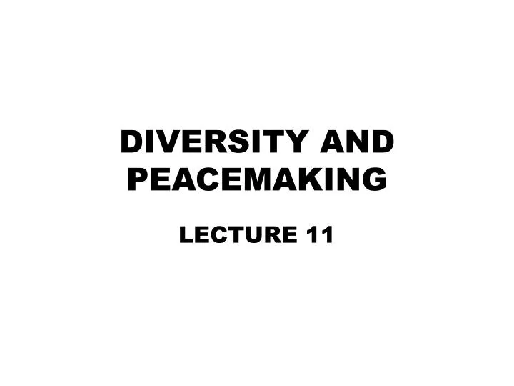 diversity and peacemaking