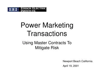 Power Marketing Transactions