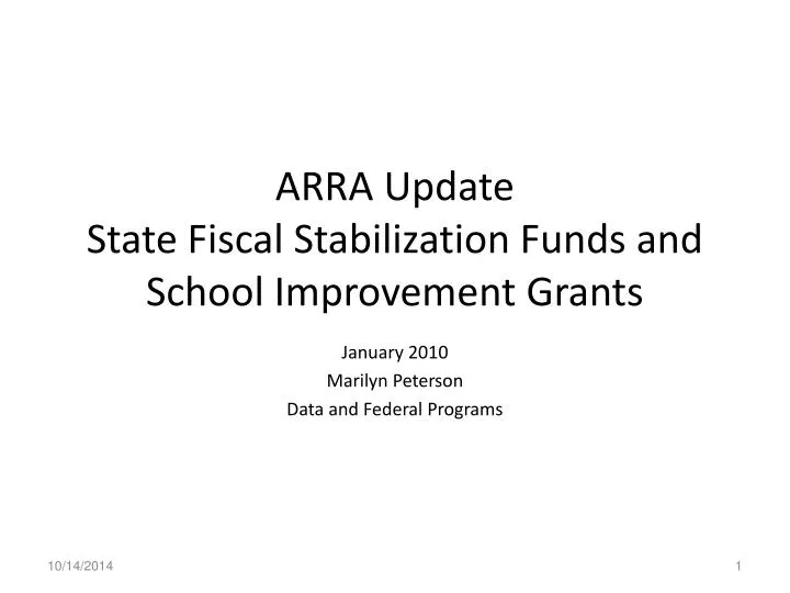 arra update state fiscal stabilization funds and school improvement grants