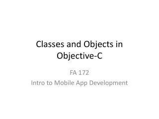 Classes and Objects in Objective-C