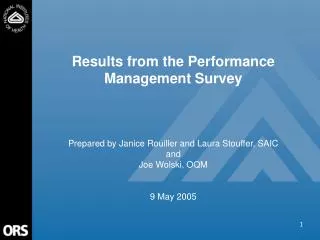 Results from the Performance Management Survey