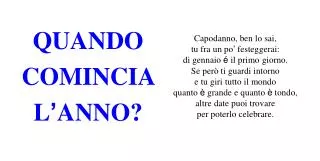 quando comincia l anno