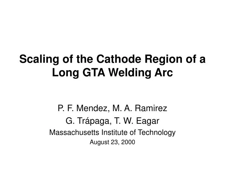 scaling of the cathode region of a long gta welding arc