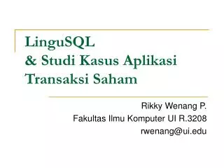 lingusql studi kasus aplikasi transaksi saham