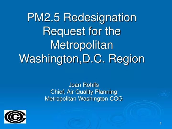 pm2 5 redesignation request for the metropolitan washington d c region