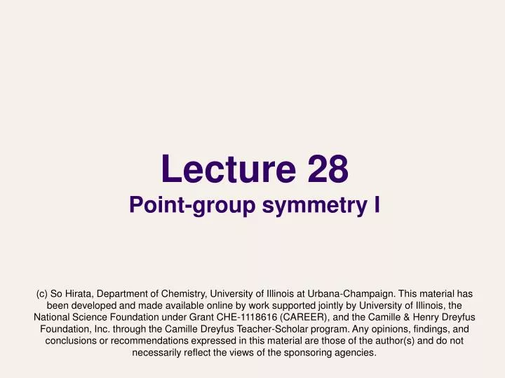 lecture 28 point group symmetry i
