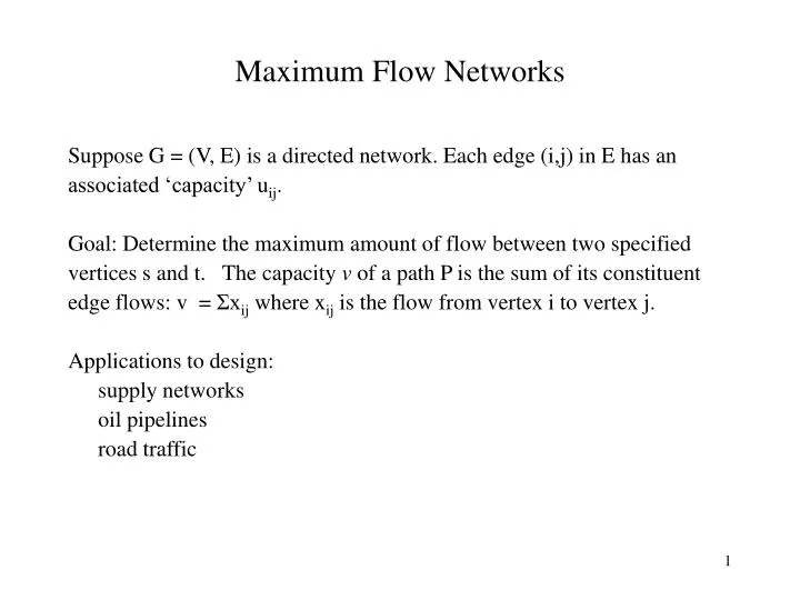 maximum flow networks