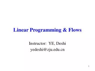 Linear Programming &amp; Flows