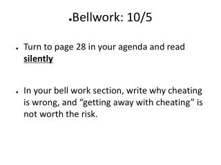 Bellwork : 10/5