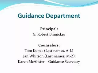 Guidance Department