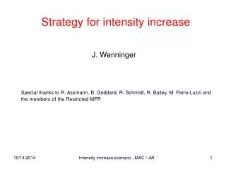 Strategy for intensity increase