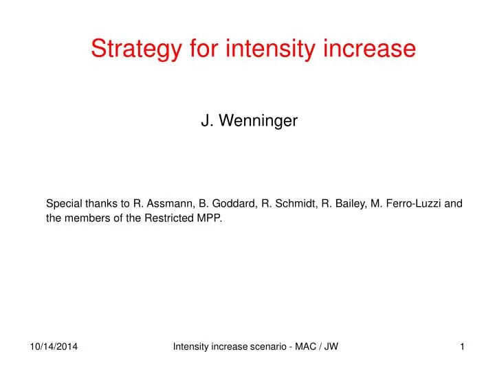 strategy for intensity increase